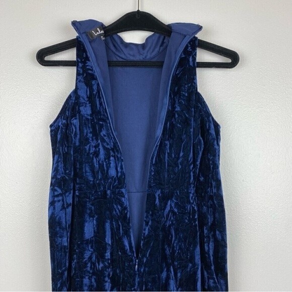 Lulu's A Little Crush Navy Blue Velvet Cold-Shoulder Bodycon Dress Size XS - Picture 9 of 12